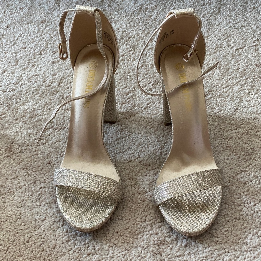 Gold Block Heel Sandals